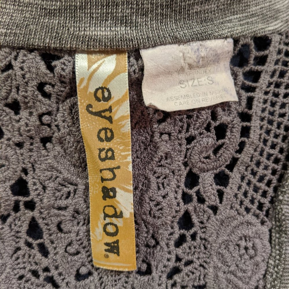Gray Ruffled Lace Cardigan - Picture 7 of 7